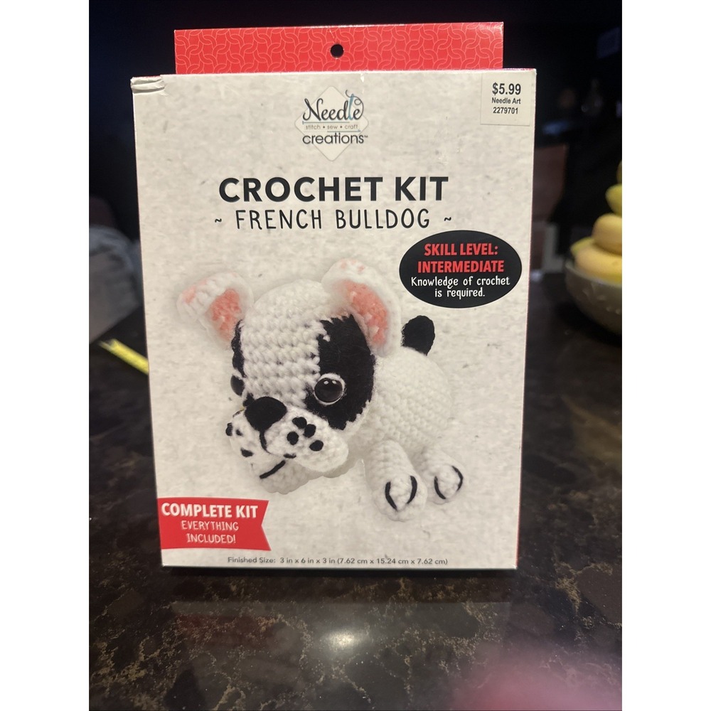 Needle Creations French Bulldog Crochet Kit Intermediate DIY Puppy Plush 2279701